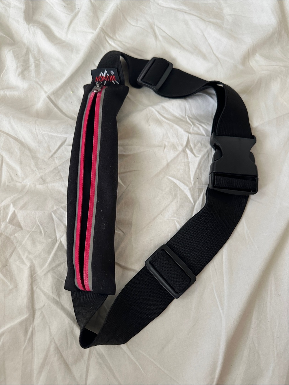 Black Waist Pack with Pink Accent - Running Belt